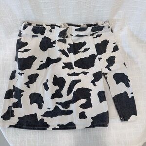 Denim Cow Print Skirt